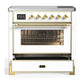 ILVE Majestic III 36-Inch Induction Range with 6 Induction Elements, 3.5 cu. ft. Oven, White with Brass Trim, Triple Glass Door, UMIB36NR3WHG