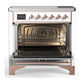 ILVE Majestic III 36-Inch Induction Range with 6 Induction Elements, 3.5 cu. ft. Oven, White with Copper Trim, Triple Glass Door, UMIB36NR3WHP