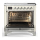 ILVE Majestic III 36-Inch Induction Range with 6 Induction Elements, 3.5 cu. ft. Oven, Antique White with Chrome Trim, Solid Door, UMIB36QNR3AWC
