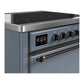 ILVE Majestic III 36-Inch Induction Range with 6 Induction Elements, 3.5 cu. ft. Oven, Blue Grey with Burnished Trim, Solid Door, UMIB36QNR3BGB