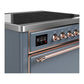 ILVE Majestic III 36-Inch Induction Range with 6 Induction Elements, 3.5 cu. ft. Oven, Blue Grey with Copper Trim, Solid Door, UMIB36QNR3BGP