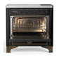 ILVE Majestic III 36-Inch Induction Range with 6 Induction Elements, 3.5 cu. ft. Oven, Glossy Black with Burnished Trim, Solid Door, UMIB36QNR3BKB