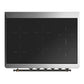 ILVE Majestic III 36-Inch Induction Range with 6 Induction Elements, 3.5 cu. ft. Oven, Glossy Black with Burnished Trim, Solid Door, UMIB36QNR3BKB