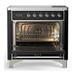 ILVE Majestic III 36-Inch Induction Range with 6 Induction Elements, 3.5 cu. ft. Oven, Glossy Black with Chrome Trim, Solid Door, UMIB36QNR3BKC