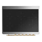 ILVE Majestic III 36-Inch Induction Range with 6 Induction Elements, 3.5 cu. ft. Oven, Glossy Black with Brass Trim, Solid Door, UMIB36QNR3BKG
