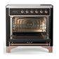 ILVE Majestic III 36-Inch Induction Range with 6 Induction Elements, 3.5 cu. ft. Oven, Glossy Black with Copper Trim, Solid Door, UMIB36QNR3BKP