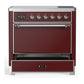 ILVE Majestic III 36-Inch Induction Range with 6 Induction Elements, 3.5 cu. ft. Oven, Burgundy with Chrome Trim, Solid Door, UMIB36QNR3BUC