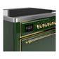 ILVE Majestic III 36-Inch Induction Range with 6 Induction Elements, 3.5 cu. ft. Oven, Emerald Green with Brass Trim, Solid Door, UMIB36QNR3EGG