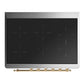 ILVE Majestic III 36-Inch Induction Range with 6 Induction Elements, 3.5 cu. ft. Oven, Emerald Green with Brass Trim, Solid Door, UMIB36QNR3EGG