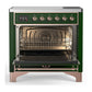 ILVE Majestic III 36-Inch Induction Range with 6 Induction Elements, 3.5 cu. ft. Oven, Emerald Green with Copper Trim, Solid Door, UMIB36QNR3EGP