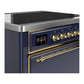 ILVE Majestic III 36-Inch Induction Range with 6 Induction Elements, 3.5 cu. ft. Oven, Mightnight Blue with Brass Trim, Solid Door, UMIB36QNR3MBG