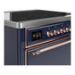 ILVE Majestic III 36-Inch Induction Range with 6 Induction Elements, 3.5 cu. ft. Oven, Mightnight Blue with Copper Trim, Solid Door, UMIB36QNR3MBP