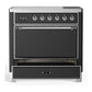 ILVE Majestic III 36-Inch Induction Range with 6 Induction Elements, 3.5 cu. ft. Oven, Matte Graphite with Chrome Trim, Solid Door, UMIB36QNR3MGC