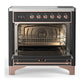 ILVE Majestic III 36-Inch Induction Range with 6 Induction Elements, 3.5 cu. ft. Oven, Matte Graphite with Copper Trim, Solid Door, UMIB36QNR3MGP