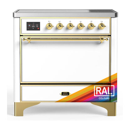 ILVE Majestic III 36-Inch Induction Range with 6 Induction Elements, 3.5 cu. ft. Oven, RAL with Brass Trim, Solid Door, UMIB36QNR3RAG
