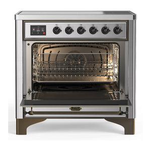 ILVE Majestic III 36-Inch Induction Range with 6 Induction Elements, 3.5 cu. ft. Oven, Stainless Steel with Burnished Trim, Solid Door, UMIB36QNR3SSB