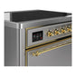 ILVE Majestic III 36-Inch Induction Range with 6 Induction Elements, 3.5 cu. ft. Oven, Stainless Steel with Brass Trim, Solid Door, UMIB36QNR3SSG