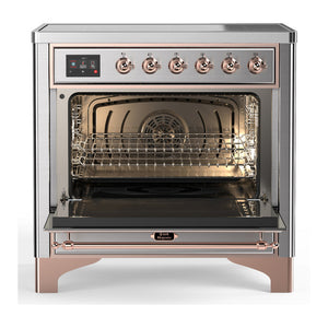ILVE Majestic III 36-Inch Induction Range with 6 Induction Elements, 3.5 cu. ft. Oven, Stainless Steel with Copper Trim, Solid Door, UMIB36QNR3SSP