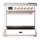 ILVE Majestic III 36-Inch Induction Range with 6 Induction Elements, 3.5 cu. ft. Oven, White with Copper Trim, Solid Door, UMIB36QNR3WHP