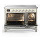 ILVE Majestic III 48-Inch Induction Range with 6 Induction Elements, 5.02 cu. ft. Oven, Antique White with Chrome Trim, Triple Glass Door, UMIB48NR3AWC