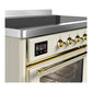 ILVE Majestic III 48-Inch Induction Range with 6 Induction Elements, 5.02 cu. ft. Oven, Antique White with Brass Trim, Triple Glass Door, UMIB48NR3AWG