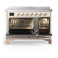 ILVE Majestic III 48-Inch Induction Range with 6 Induction Elements, 5.02 cu. ft. Oven, Antique White with Copper Trim, Triple Glass Door, UMIB48NR3AWP