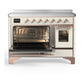ILVE Majestic III 48-Inch Induction Range with 6 Induction Elements, 5.02 cu. ft. Oven, Antique White with Copper Trim, Triple Glass Door, UMIB48NR3AWP