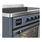 ILVE Majestic III 48-Inch Induction Range with 6 Induction Elements, 5.02 cu. ft. Oven, Blue Grey with Burnished Trim, Triple Glass Door, UMIB48NR3BGB