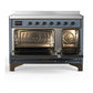 ILVE Majestic III 48-Inch Induction Range with 6 Induction Elements, 5.02 cu. ft. Oven, Blue Grey with Burnished Trim, Triple Glass Door, UMIB48NR3BGB