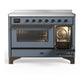 ILVE Majestic III 48-Inch Induction Range with 6 Induction Elements, 5.02 cu. ft. Oven, Blue Grey with Burnished Trim, Triple Glass Door, UMIB48NR3BGB