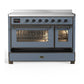 ILVE Majestic III 48-Inch Induction Range with 6 Induction Elements, 5.02 cu. ft. Oven, Blue Grey with Burnished Trim, Triple Glass Door, UMIB48NR3BGB