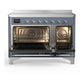 ILVE Majestic III 48-Inch Induction Range with 6 Induction Elements, 5.02 cu. ft. Oven, Blue Grey with Chrome Trim, Triple Glass Door, UMIB48NR3BGC