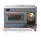 ILVE Majestic III 48-Inch Induction Range with 6 Induction Elements, 5.02 cu. ft. Oven, Blue Grey with Copper Trim, Triple Glass Door, UMIB48NR3BGP