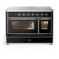 ILVE Majestic III 48-Inch Induction Range with 6 Induction Elements, 5.02 cu. ft. Oven, Glossy Black with Chrome Trim, Triple Glass Door, UMIB48NR3BKC