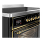 ILVE Majestic III 48-Inch Induction Range with 6 Induction Elements, 5.02 cu. ft. Oven, Glossy Black with Brass Trim, Triple Glass Door, UMIB48NR3BKG