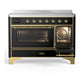 ILVE Majestic III 48-Inch Induction Range with 6 Induction Elements, 5.02 cu. ft. Oven, Glossy Black with Brass Trim, Triple Glass Door, UMIB48NR3BKG