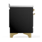 ILVE Majestic III 48-Inch Induction Range with 6 Induction Elements, 5.02 cu. ft. Oven, Glossy Black with Brass Trim, Triple Glass Door, UMIB48NR3BKG