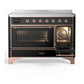 ILVE Majestic III 48-Inch Induction Range with 6 Induction Elements, 5.02 cu. ft. Oven, Glossy Black with Copper Trim, Triple Glass Door, UMIB48NR3BKP