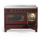 ILVE Majestic III 48-Inch Induction Range with 6 Induction Elements, 5.02 cu. ft. Oven, Burgundy with Burnished Trim, Triple Glass Door, UMIB48NR3BUB