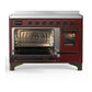 ILVE Majestic III 48-Inch Induction Range with 6 Induction Elements, 5.02 cu. ft. Oven, Burgundy with Burnished Trim, Triple Glass Door, UMIB48NR3BUB