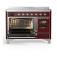 ILVE Majestic III 48-Inch Induction Range with 6 Induction Elements, 5.02 cu. ft. Oven, Burgundy with Chrome Trim, Triple Glass Door, UMIB48NR3BUC