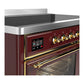 ILVE Majestic III 48-Inch Induction Range with 6 Induction Elements, 5.02 cu. ft. Oven, Burgundy with Brass Trim, Triple Glass Door, UMIB48NR3BUG