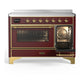 ILVE Majestic III 48-Inch Induction Range with 6 Induction Elements, 5.02 cu. ft. Oven, Burgundy with Brass Trim, Triple Glass Door, UMIB48NR3BUG
