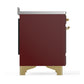 ILVE Majestic III 48-Inch Induction Range with 6 Induction Elements, 5.02 cu. ft. Oven, Burgundy with Brass Trim, Triple Glass Door, UMIB48NR3BUG