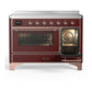 ILVE Majestic III 48-Inch Induction Range with 6 Induction Elements, 5.02 cu. ft. Oven, Burgundy with Copper Trim, Triple Glass Door, UMIB48NR3BUP