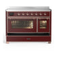 ILVE Majestic III 48-Inch Induction Range with 6 Induction Elements, 5.02 cu. ft. Oven, Burgundy with Copper Trim, Triple Glass Door, UMIB48NR3BUP