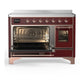 ILVE Majestic III 48-Inch Induction Range with 6 Induction Elements, 5.02 cu. ft. Oven, Burgundy with Copper Trim, Triple Glass Door, UMIB48NR3BUP