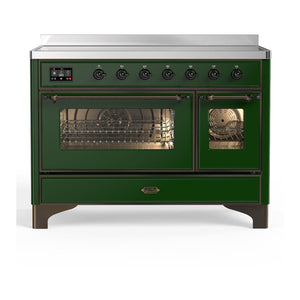 ILVE Majestic III 48-Inch Induction Range with 6 Induction Elements, 5.02 cu. ft. Oven, Emerald Green with Burnished Trim, Triple Glass Door, UMIB48NR3EGB