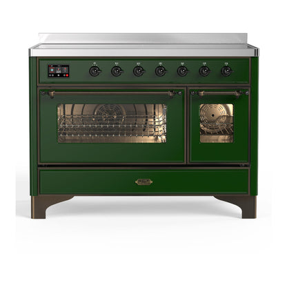 ILVE Majestic III 48-Inch Induction Range with 6 Induction Elements, 5.02 cu. ft. Oven, Emerald Green with Burnished Trim, Triple Glass Door, UMIB48NR3EGB