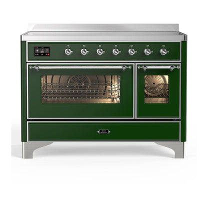 ILVE Majestic III 48-Inch Induction Range with 6 Induction Elements, 5.02 cu. ft. Oven, Emerald Green with Chrome Trim, Triple Glass Door, UMIB48NR3EGC